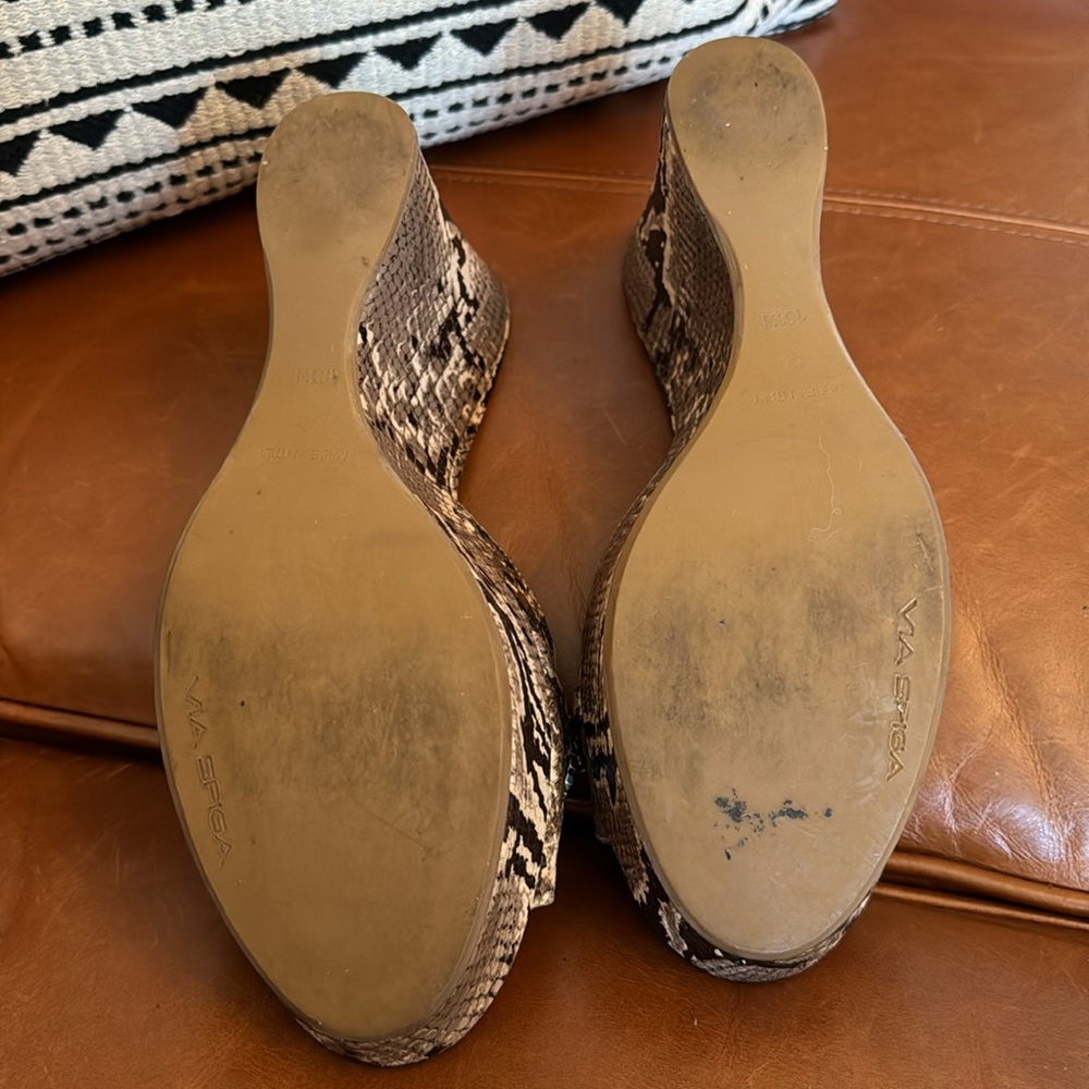 Via Spiga Slip On Python Snake Sandals Size 10.5 - image 5